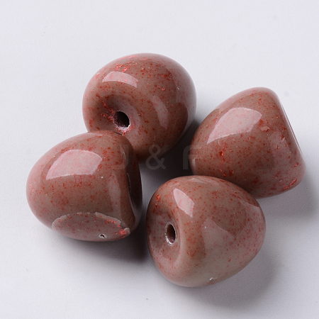  Jewelry Beads Findings Opaque Acrylic Beads, Half Drilled, Half Oval, Sienna, 15.5x15~16mm, Half Hole: 2.5mm, about 200pcs/500g