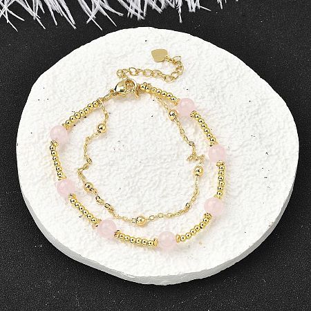 Natural Rose Quartz Bracelets BJEW-D330-01G-02-1