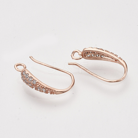 Brass Micro Pave Cubic Zirconia Earring Hooks ZIRC-Q022-035RG-NF-1