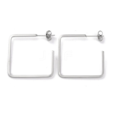 304 Stainless Steel Square Stud Earrings EJEW-K295-03P-1