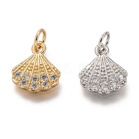 Brass Micro Pave Clear Cubic Zirconia Charms ZIRC-C020-49-1