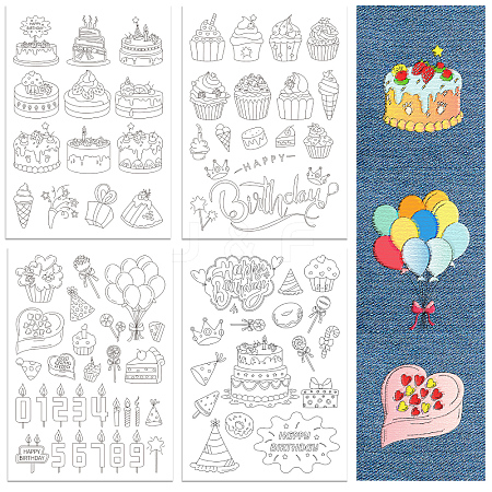 4 Sheets 11.6x8.2 Inch Stick and Stitch Embroidery Patterns DIY-WH0455-158-1