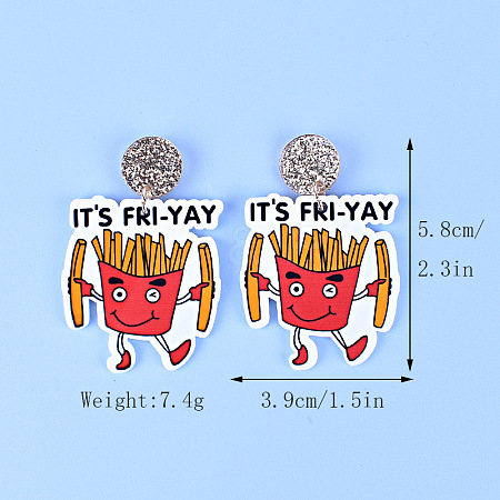 Word Friyay Acrylic Dangle Stud Earrings FS-WG01C29-04-1