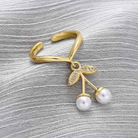 Brass Micro Pave Cubic Zirconia Open Cuff Rings for Women RJEW-U057-18G-02-1
