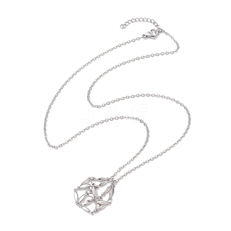 Crystal Stone Cage Pendant Necklaces NJEW-JN04756-02-1