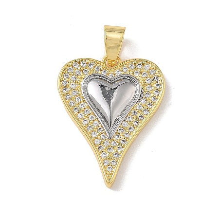 Two Tone Brass Micro Pave Clear Cubic Zirconia Pendants KK-L268-025G-02-1