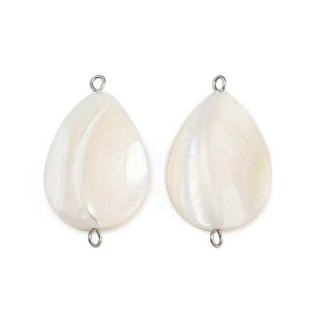 Natural Shell Teardrop Connector Charms X1-STAS-D378-28P-1
