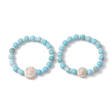 Summer Beach Natural Shiva Eye Shell Bead Bracelets X-BJEW-JB10313-03-1