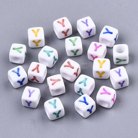 Opaque White Acrylic Beads SACR-R252-02Y-1