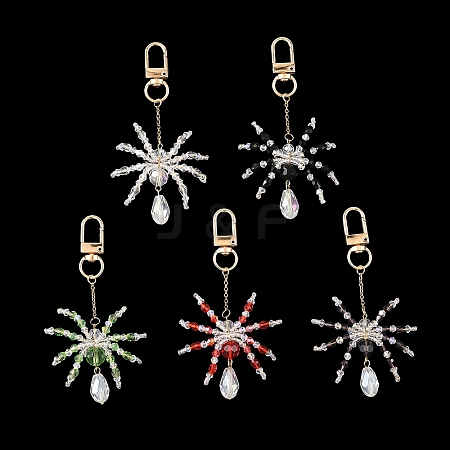 Halloween Spider Glass & 304 Stainless Steel Pendant Decorations HJEW-JM05040-1