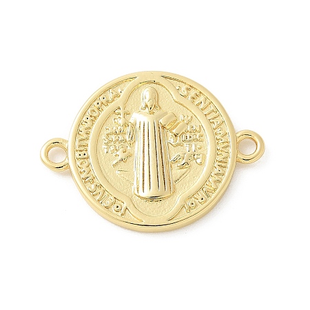 Brass Saint Benedict Medal Connector Charms KK-P294-02G-1