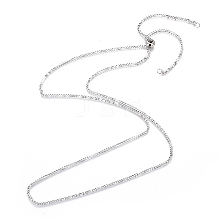 Adjustable 201 Stainless Steel Slider Necklaces LS-MAK-L026-08A-P-1-1