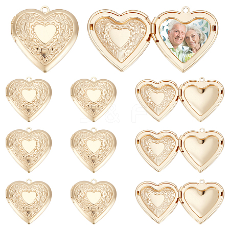 12Pcs Rack Plating Brass Locket Pendants KK-UN0005-92-1