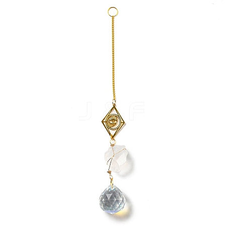 Wire Wrapped Nuggets Natural Quartz Crystal Pendant Decorations LS-HJEW-C008-01A-G-1