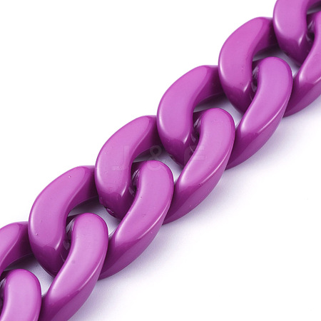 Handmade Opaque Acrylic Curb Chains AJEW-JB00564-03-1