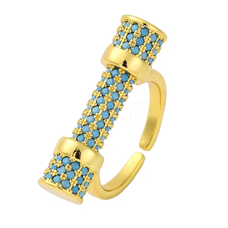 Rack Plating Brass Micro Pave Cubic Zirconia Cuff Rings for Women KK-M021-02G-02-1