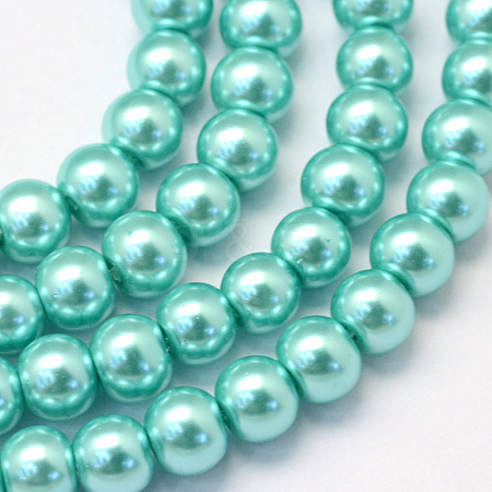 Baking Painted Pearlized Glass Pearl Round Bead Strands X-HY-Q330-8mm-65-1