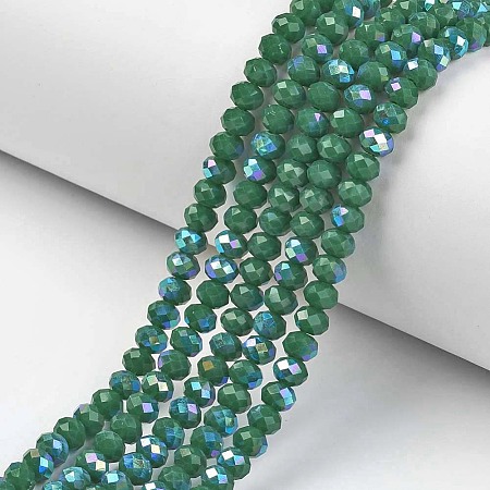 Electroplate Opaque Solid Color Glass Beads Strands EGLA-A034-P4mm-L05-1