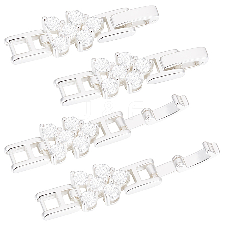 6Pcs Rack Plating Brass Micro Pave Clear Cubic Zirconia Fold Over Clasps KK-BBC0014-96-1