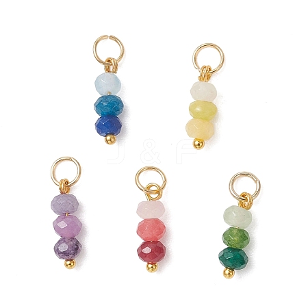 5Pcs 5 Colors Dyed Natural Malaysia Jade Pendants PALLOY-JF05175-01-1