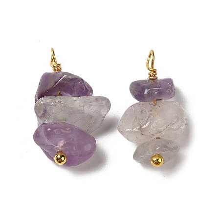 Natural Amethyst Pendants KK-P242-31G-10-1