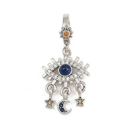 Brass Colorful Rhinestone European Dangle Charms KK-P324-08P-1