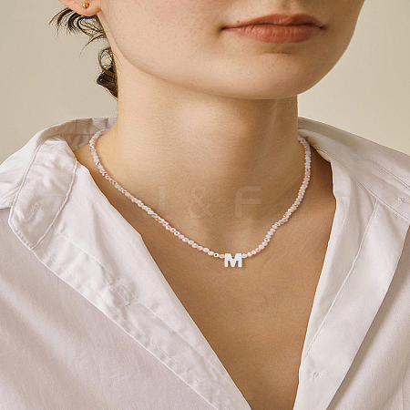 1Pc Glass Rondelle Beaded Necklaces NJEW-LP0007-23M-1