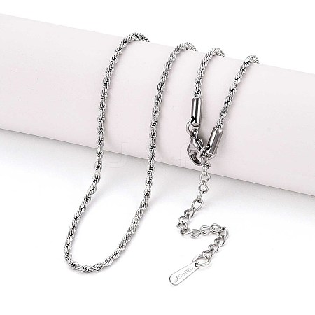 2MM 304 Stainless Steel Rope Chain Necklaces NJEW-N058-10P-1