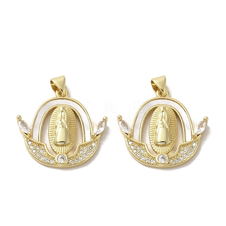 Brass Micro Pave Clear Cubic Zirconia Pendants KK-I708-03F-G-1