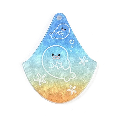 Marine Organism Series Fan Shape Acrylic Pendants OACR-Q101-03B-1