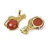 Natural Red Jasper Ball with Leopard Shape Brass Pendants KK-F887-04G-32-2