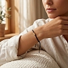 Adjustable Brass Round Bead Polyester Braided Cord Bracelets for Women ZQ0354-1-2
