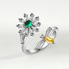 Brass Micro Pave Cubic Zirconia Rotating Cuff Rings for Women FS-WG7CCCF-16-1