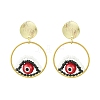 Evil Eye Handmade Glass Seed Beads Dangle Stud Earrings EJEW-MZ00371-02-2