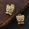 Bear Brass Micro Pave Clear Cubic Zirconia Stud Earrings EJEW-B131-05G-3
