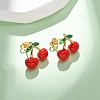 Brass Enamel Stud Earrings EJEW-D322-06G-03-2
