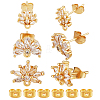 3Pairs 3 Styles Brass Cubic Zirconia Stud Earring Findings EJEW-DR0001-01-1