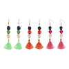 3 Pairs 3 Colors Halloween Skull Synthetic Dyed Turquoise Dangle Earrings EJEW-JE05883-1