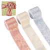 3 Rolls 3 Colors Single Face Hot Stamping Polyester Frayed Ribbon OCOR-TA0002-61-1