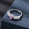 Brass Pave Cubic Zirconia Cuff Open Rings CU-CBA5C10-02P-1