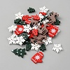 100Pcs Printed Wooden Buttone WOOD-WH0050-048-1