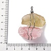 Natural Rose Quartz & Lemon Quartz Nuggets Big Pendants G-K338-43P-03-3