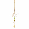 Glass Pointed Cone Big Pendant Decorations DJEW-PW0017-01-3