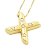 Brass & Plastic Pearl Letter Pandent Box Chain Necklaces for Women NJEW-U017-01G-24-2