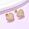 Broken Heart Brass Micro Pave Cubic Zirconia Stud Earrings EJEW-B153-19G-03-1