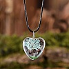 Heart Glass with Dried Flower Tree Inner Pendant Black Waxed Cord Necklaces FS-WG87A6D-02-1
