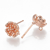 Brass Stud Earring Findings KK-Q750-076RG-2