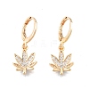 Clear Cubic Zirconia Maple Leaf Dangle Leverback Earrings EJEW-N012-80-2