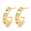 Rack Plating C-Shaped Brass Micro Pave Clear Cubic Zirconia Stud Earrings EJEW-B061-01G-1