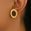 Vintage Stainless Steel with Cat Eye Stud Earrings YU8989-3-2